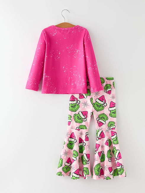 christmas-character-outfit-set-for-girls-pink-long-sleeve-top-flare-pants Rylee Faith Designs - Sophia's Style-2